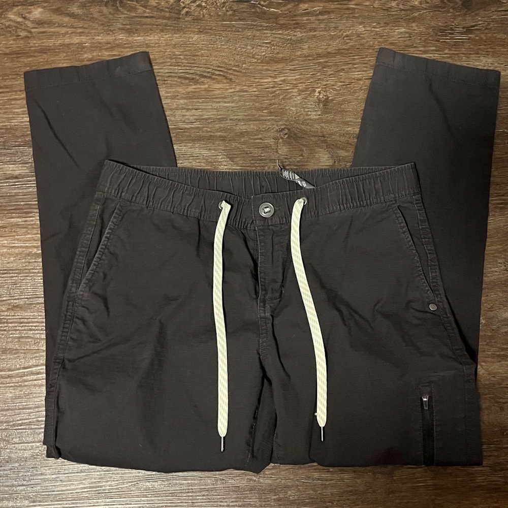 Vuori VW401 Ripstop Charcoal Gray Stretch Organic Cotton Pants M Drawstring FLAW - Picture 2 of 5